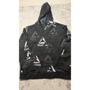 Reebok Black Pullover Graphic Logo High Neck Unwind Hoodie Sweatshirt Mens 3XL